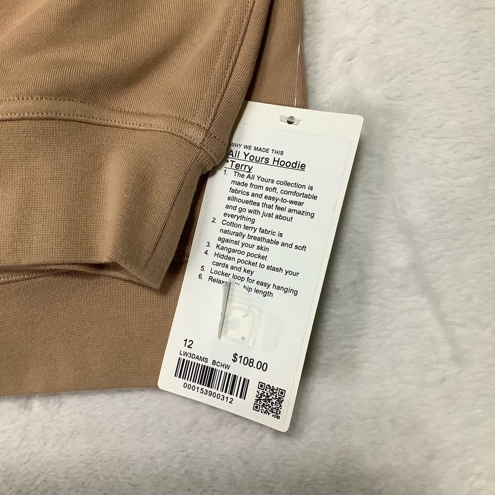 Lululemon NWT All Yours Hoodie French Terry Beech Wood Sz 12 - Picture 5 of 9